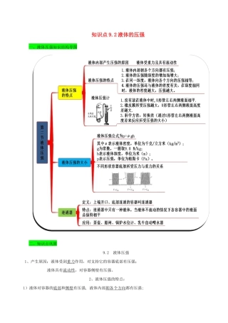 八年级物理下册9.2液体的压强期末复习-解析版.docx