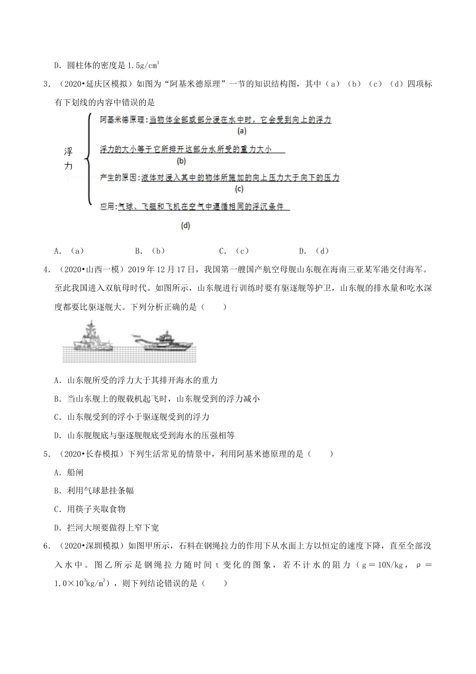 八年级物理下册10.2阿基米德原理期末复习精练-原卷.docx_第3页