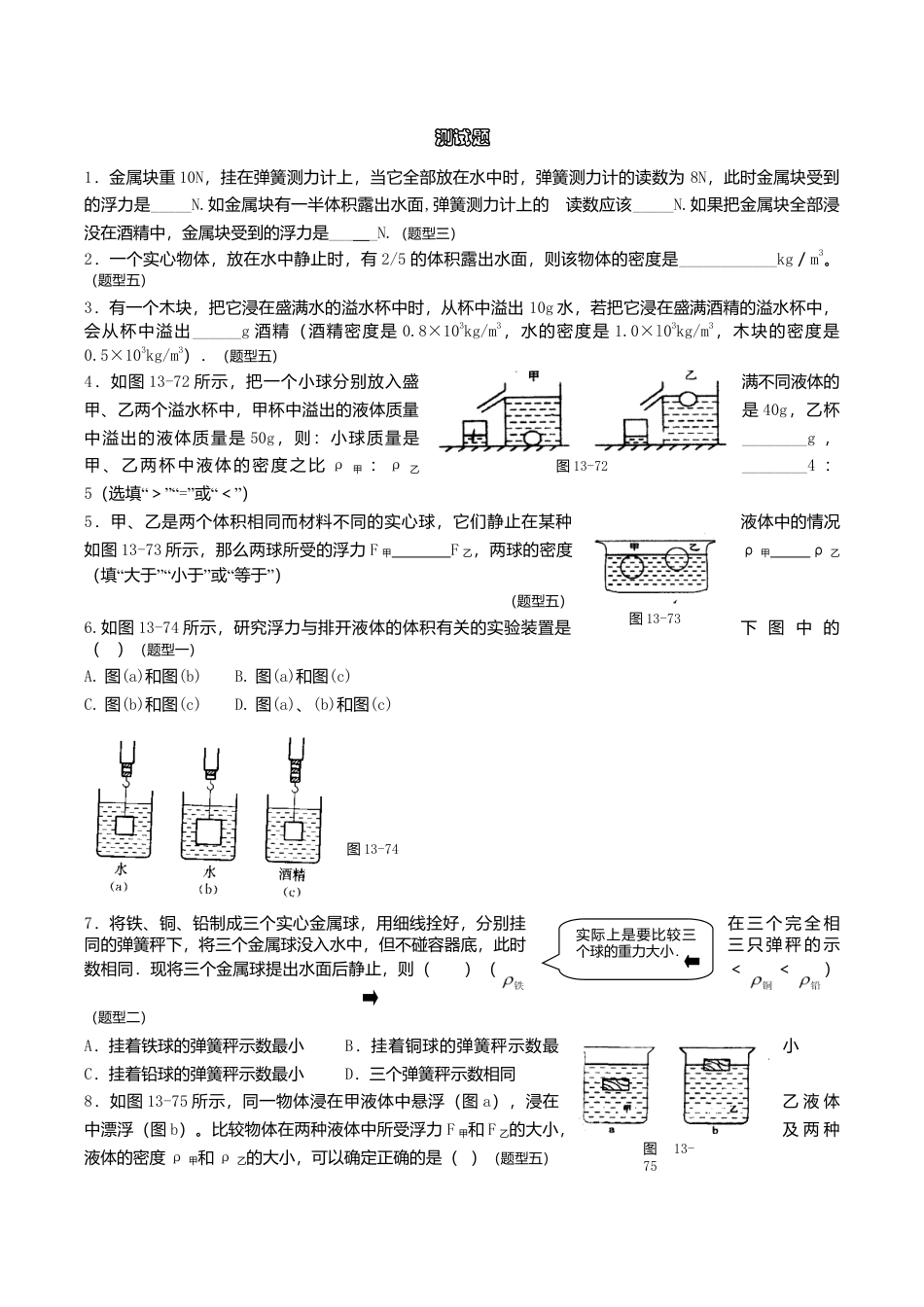 人教版物理八年级下册:10.1浮力-练习(2)(含答案).doc_第1页