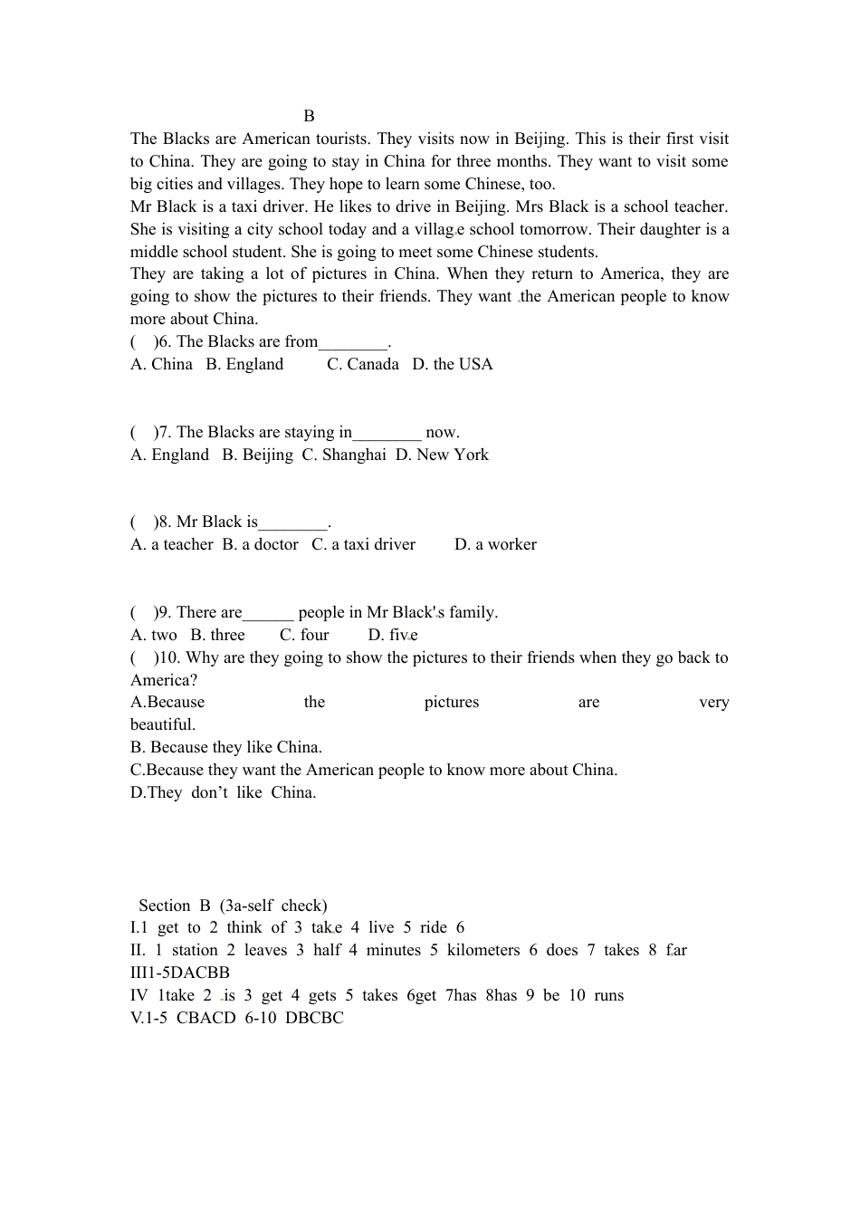 【人教版】七年级英语下册:Unit 3 Section B (3a-self check).doc_第3页