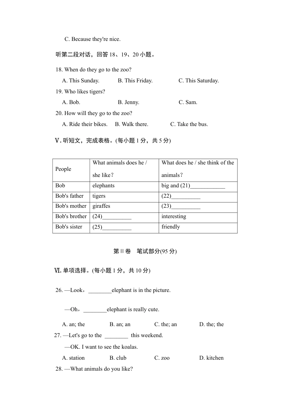 【人教版】七年级英语下册:Unit 5单元过关卷.doc_第3页