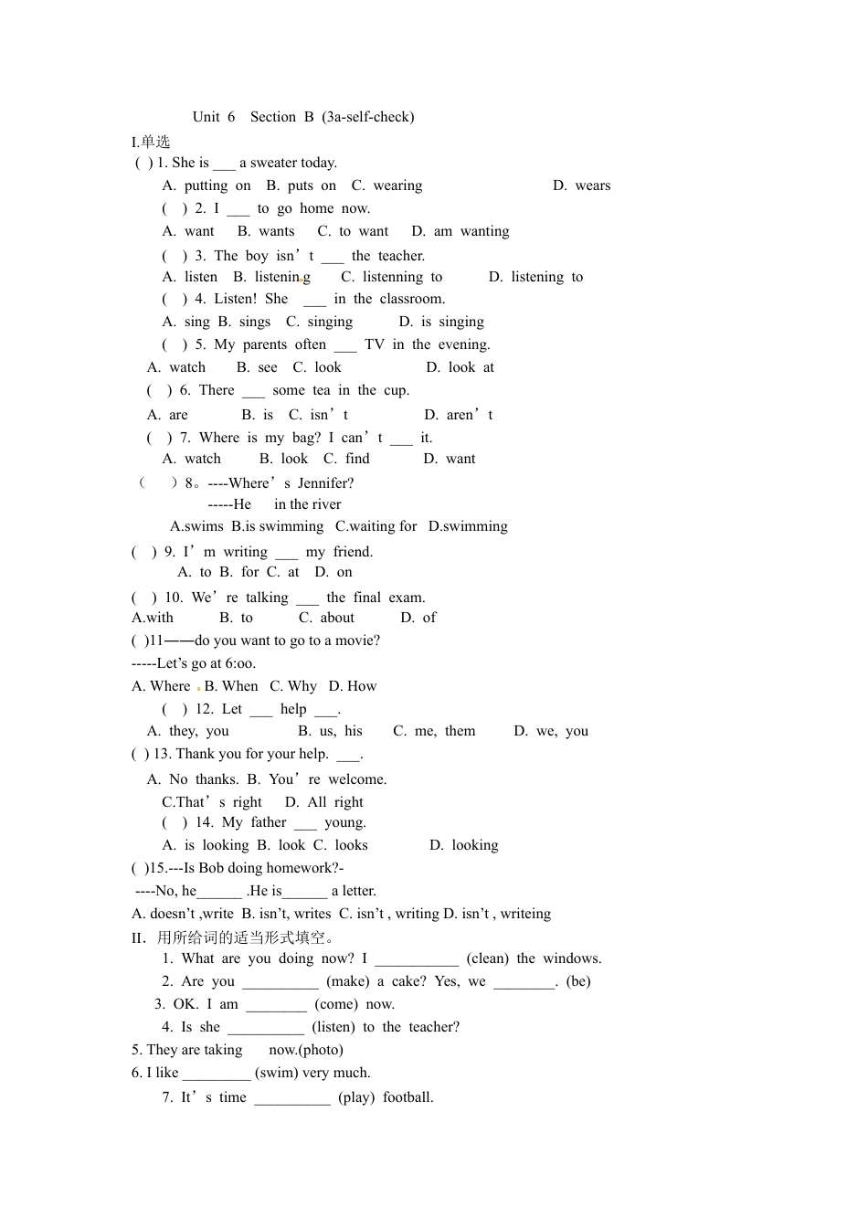 【人教版】七年级英语下册:Unit 6 Section B (3a-Self-check)_20190815_201053.doc_第1页
