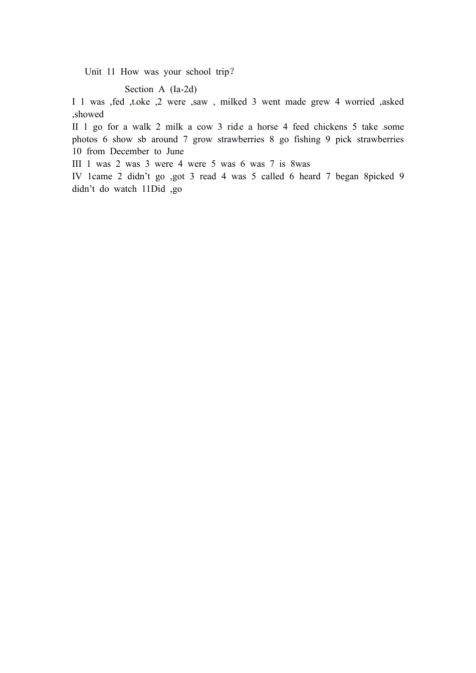 【人教版】七年级英语下册:Unit 11 How was your school trip Section A (Ia-2d).doc_第3页