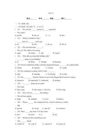 【人教版】英语八年级上册：unit8 单元测试3 含答案.doc