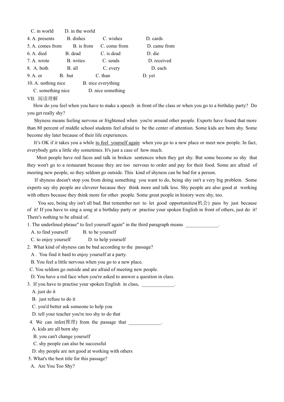 【人教版】英语八年级下册:Unit 7 What's the highest … Section A 优化训练.doc_第3页