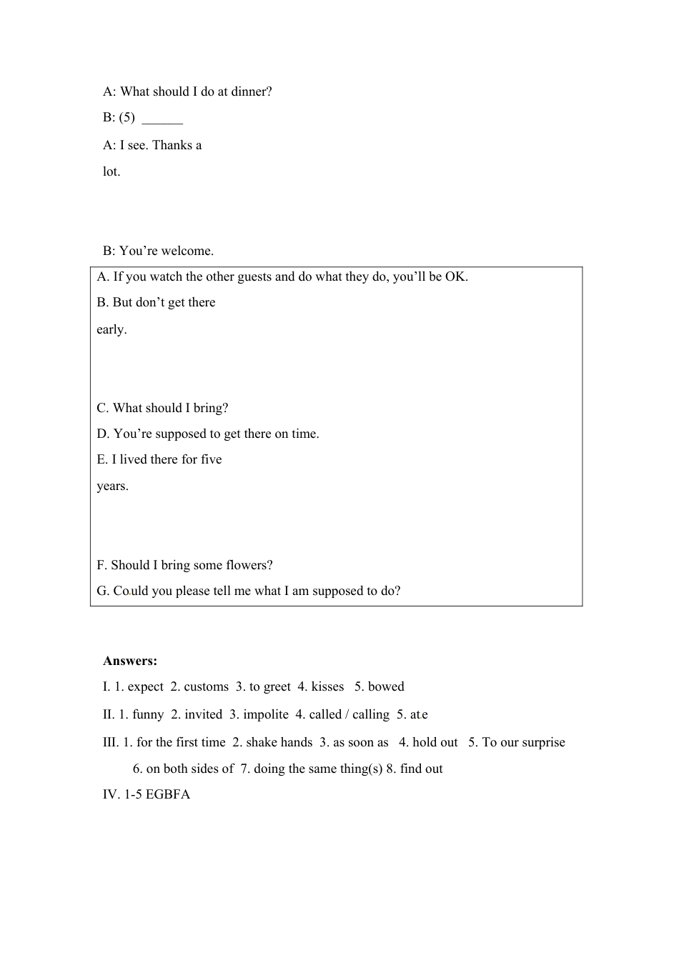 人教版初三英语九年级-【推荐】Unit 10 You’re supposed to shake hands.(课时练).doc_第3页