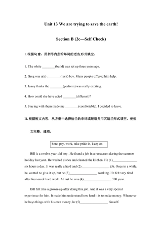 人教版初三英语九年级-Unit 13 We are trying to save the earth!Section B (2c—Self Check).doc