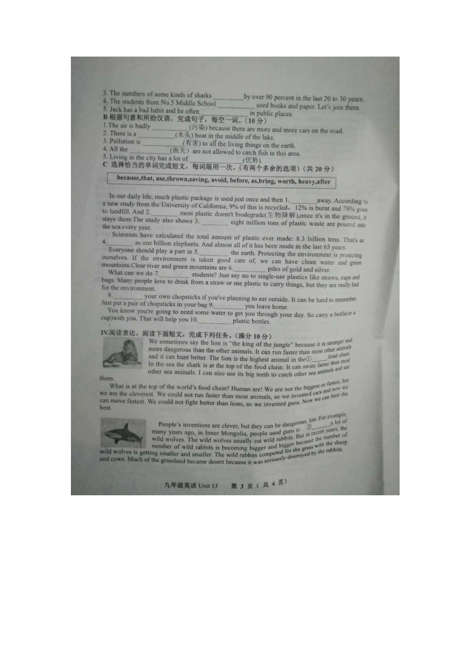 人教版初三英语九年级-Unit 13 综合水平测试.docx_第3页