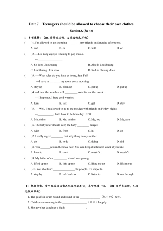 人教版初三英语九年级-Unit7 SectionA (3a-4c)分层练习设计.docx