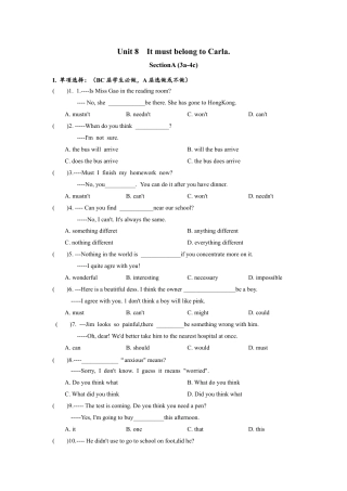 人教版初三英语九年级-Unit8 SectionA (3a-4c)分层练习设计.docx