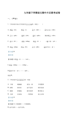 2.九年级下学期期中语文试题（解析版）.docx