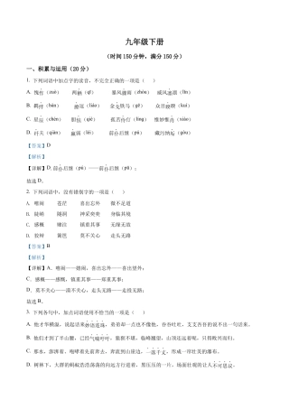 4.九年级下学期期中语文试题（解析版）.docx