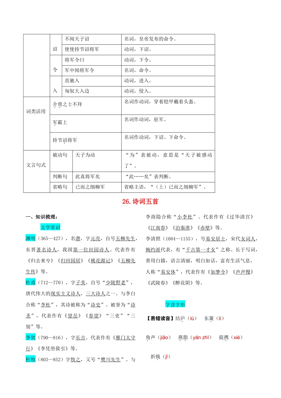 语文八年级上册 第六单元 知识总结记背(2)(部编版).doc_第3页