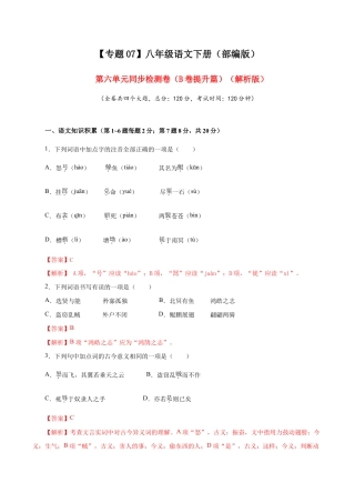 语文八年级下册 07 第六单元（B卷提升篇）（ 解析版）.doc