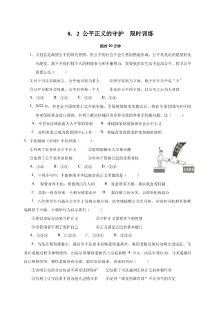 八年级下册道法-8.2 公平正义的守护 （限时训练）（原卷版）.docx