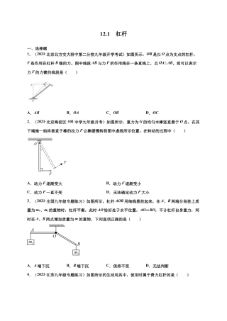 12.1杠杆-八年级物理下册课时同步练（人教版）（原卷版）.docx