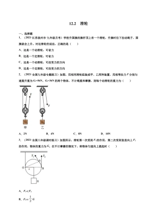 12.2 滑轮-八年级物理下册课时同步练（人教版）（原卷版）.docx