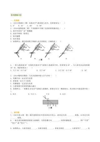 初二物理上册-光的折射（基础）巩固练习.docx