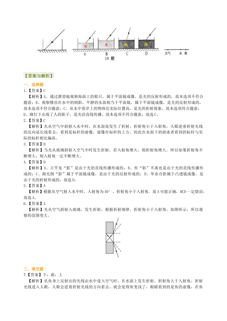 初二物理上册-光的折射(提高)巩固练习.docx_第3页