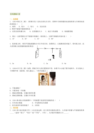 初二物理上册-平面镜成像（提高）巩固练习.docx