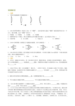 初二物理上册-透镜 巩固练习.docx