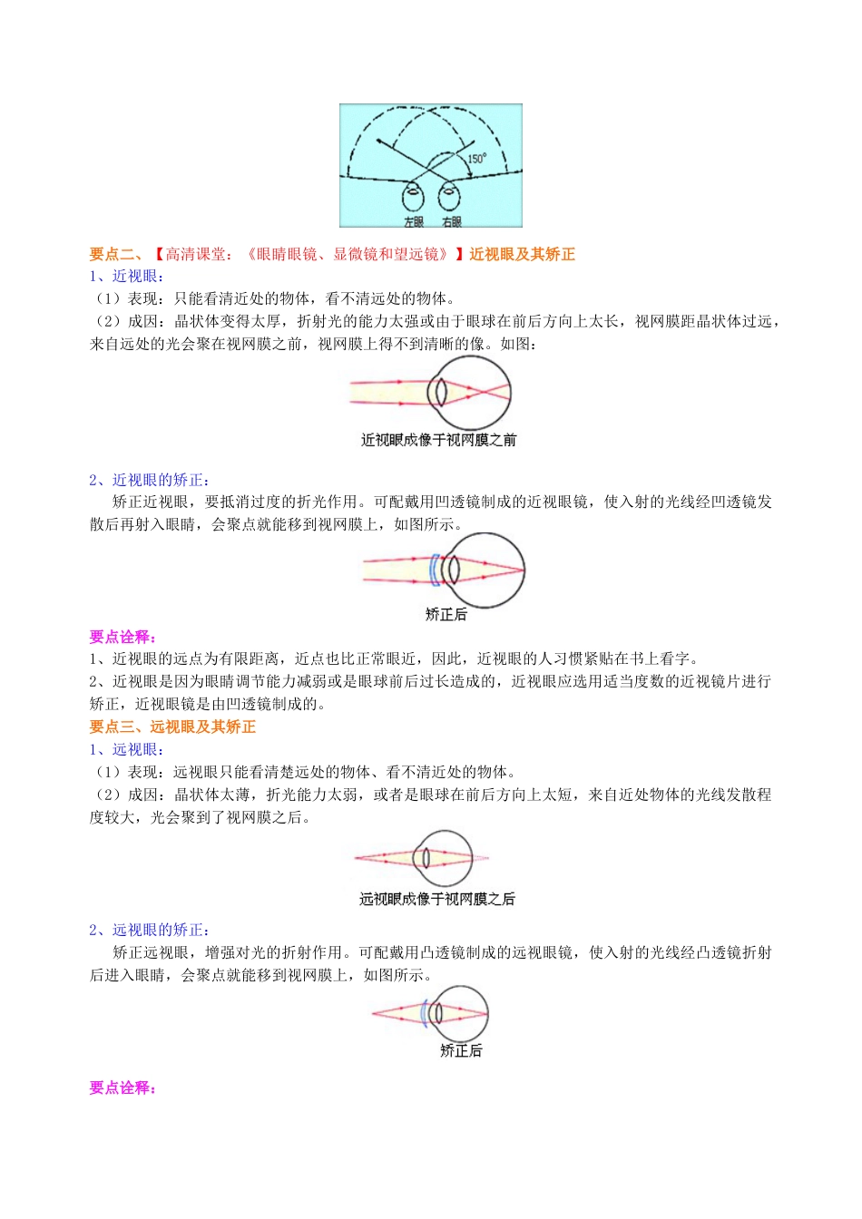 初二物理上册-眼睛和眼镜 显微镜和望远镜(基础) 知识讲解.docx_第2页