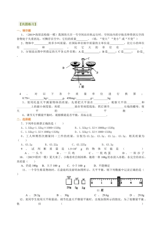 初二物理上册-质量 巩固练习.docx