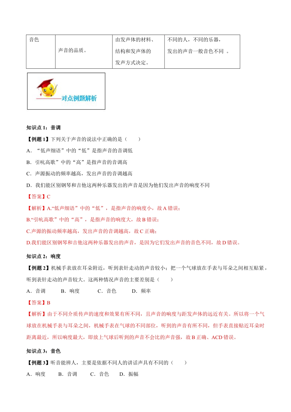 初二物理上册-专题2.2 声音的特性(解析版).docx_第2页
