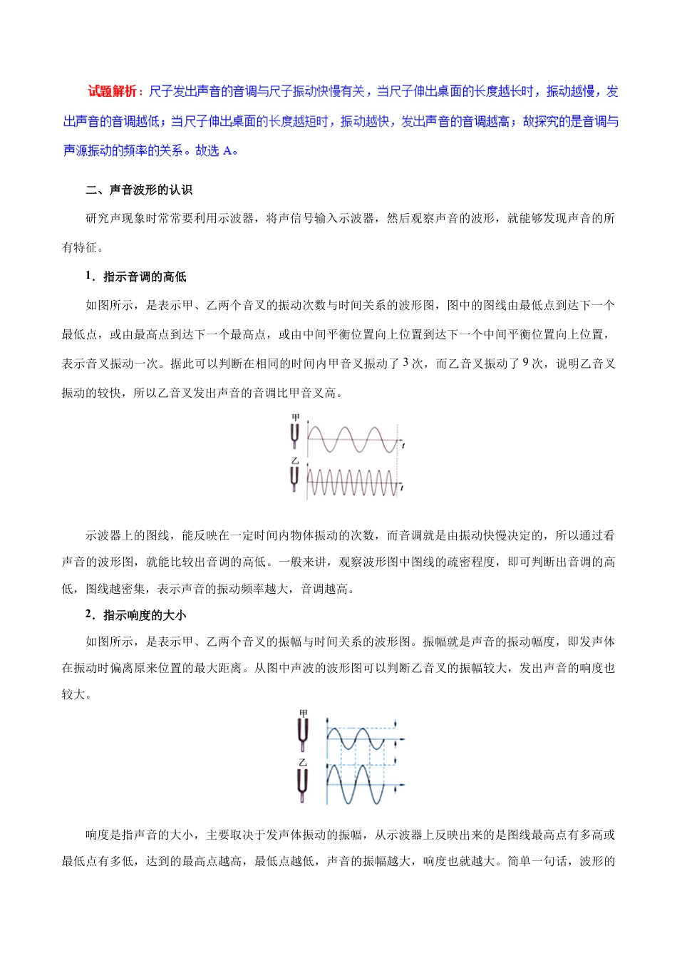初二物理上册-专题2.2 声音的特征-初中物理同步讲义.docx_第3页