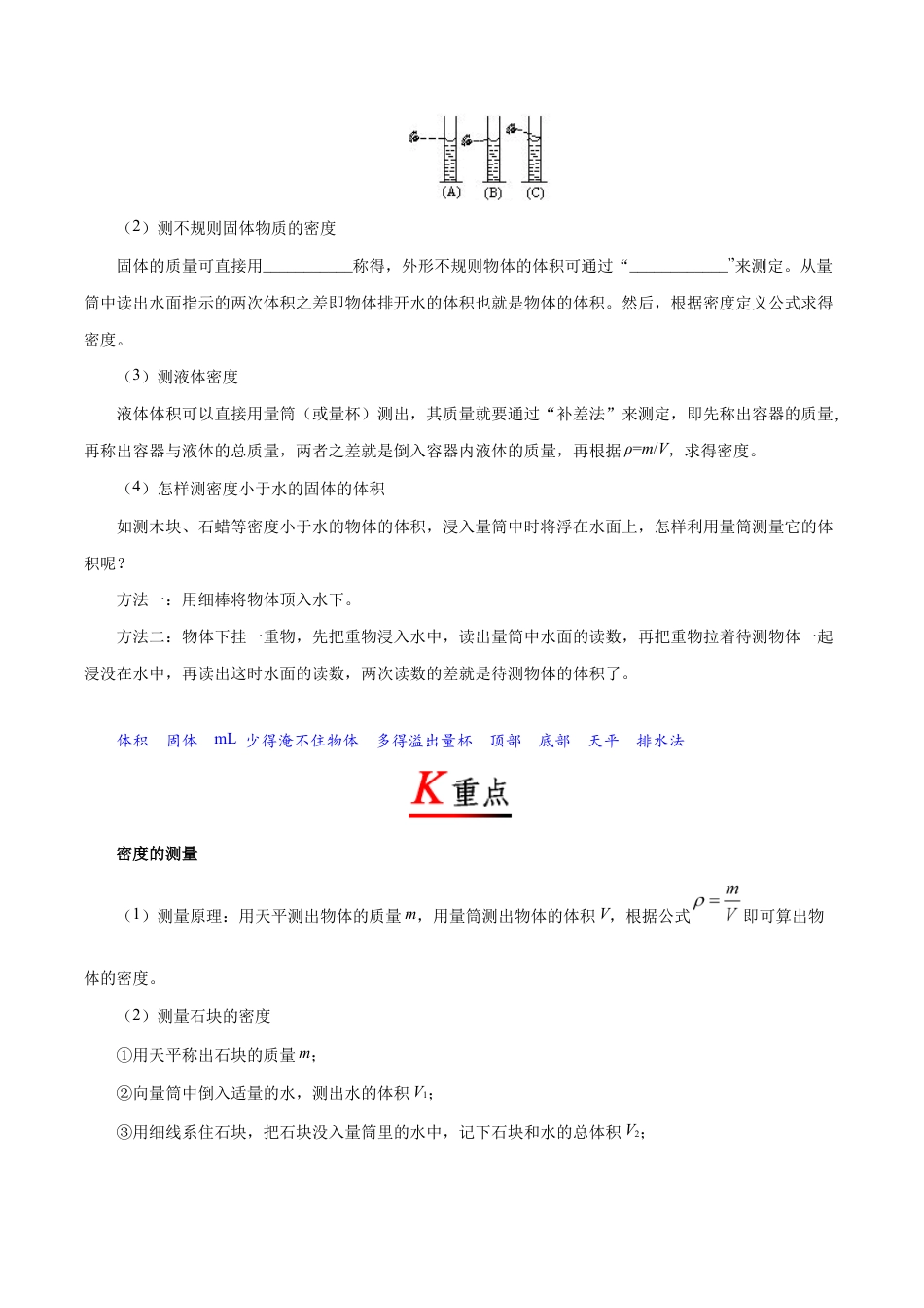 初二物理上册-专题6.3 测量物质的密度-初中物理同步讲义.docx_第2页