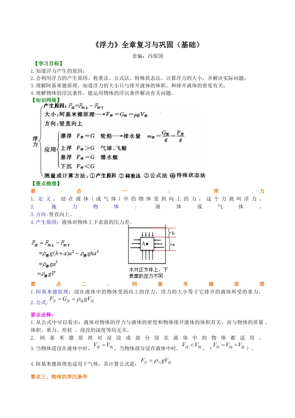初二物理下册-《浮力》全章复习与巩固(基础)知识讲解.docx_第1页