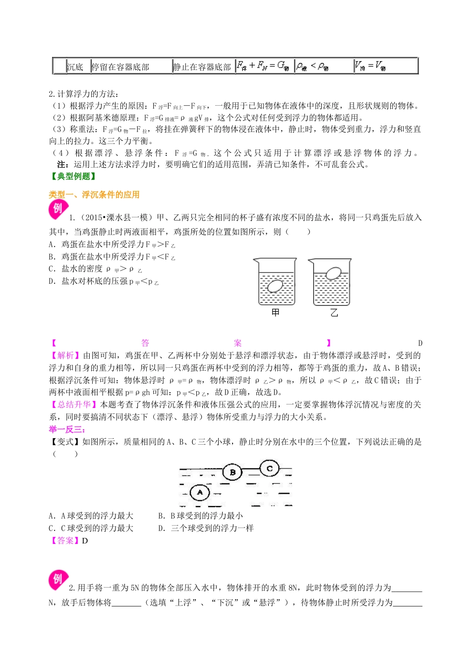 初二物理下册-《浮力》全章复习与巩固(基础)知识讲解.docx_第3页