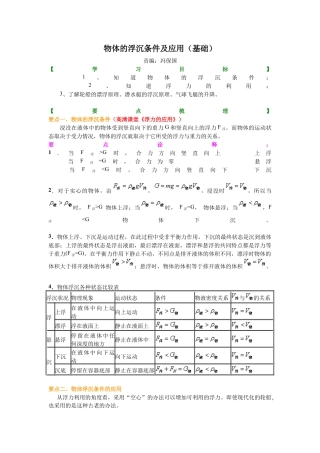初二物理下册-物体的浮沉条件及应用（基础）知识讲解.docx