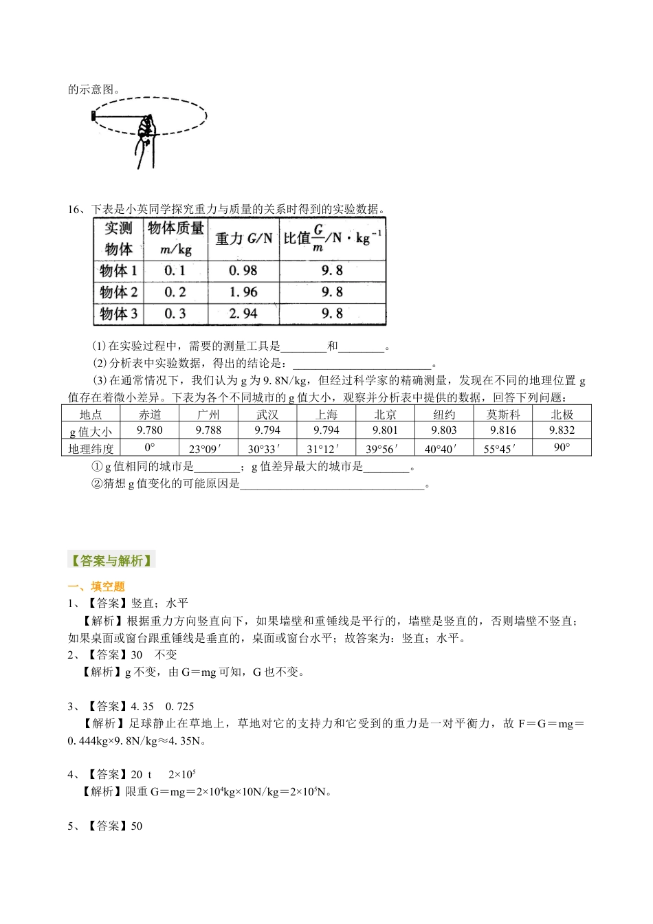 初二物理下册-重力(提高) 巩固练习.docx_第3页