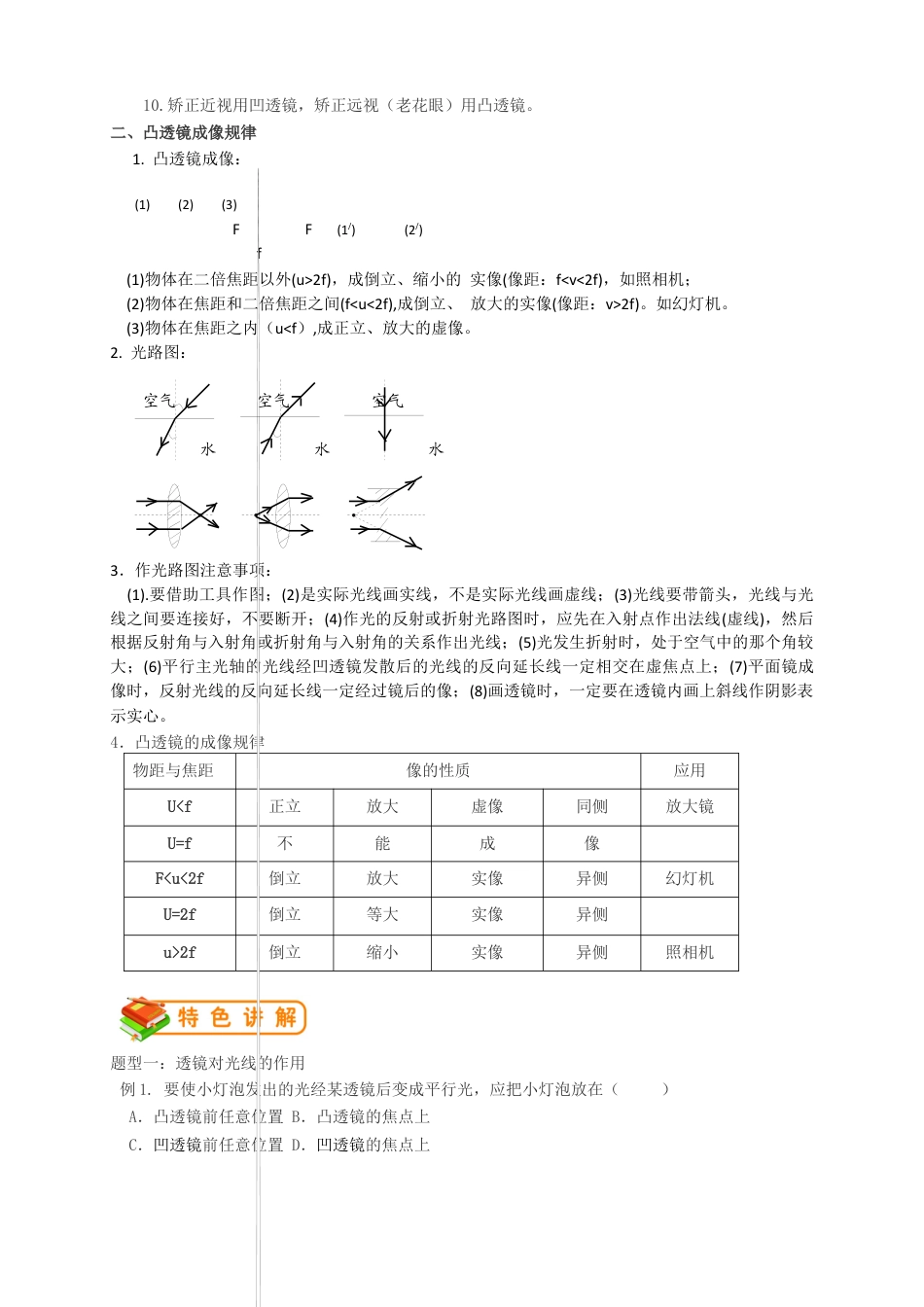 初中物理同步讲义8年级 第11讲:透镜、凸透镜成像的规律 (学生版).docx_第2页