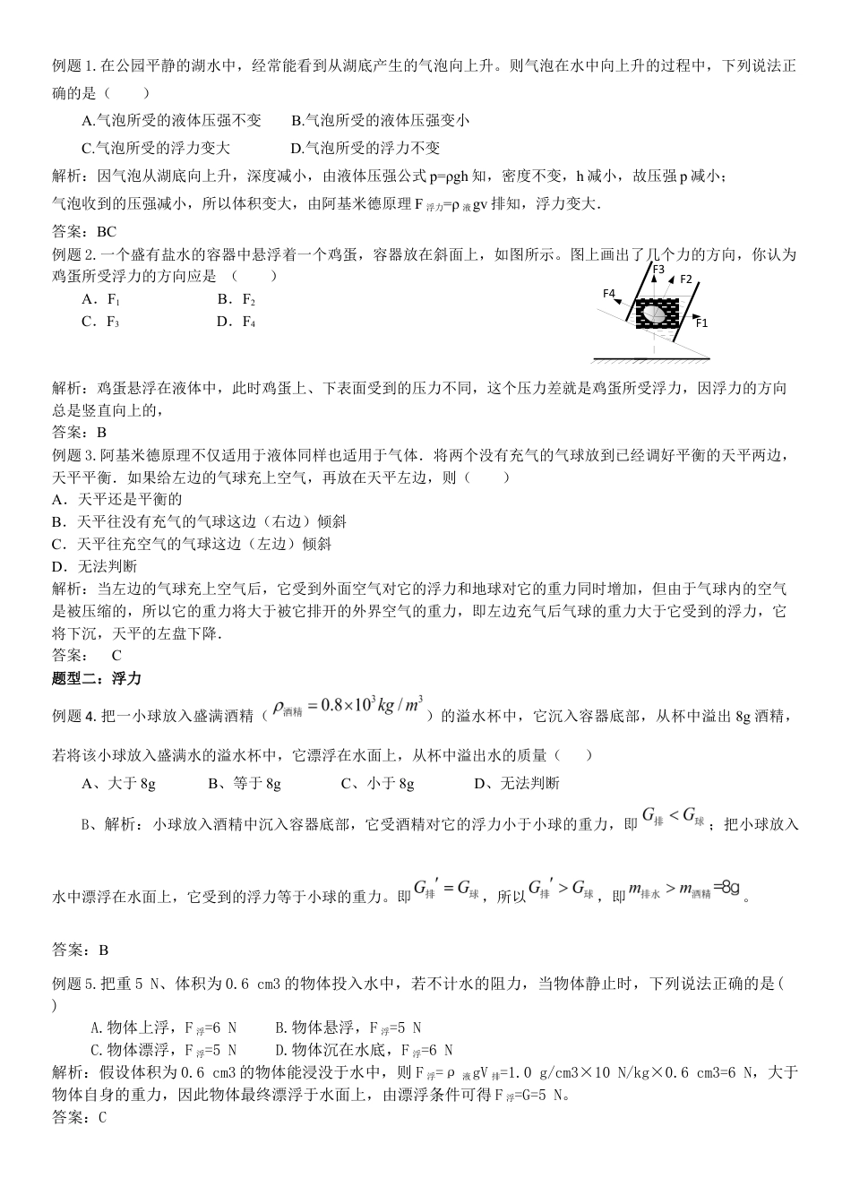 初中物理同步讲义8年级 第24讲：浮力阿基米德原理（教师版）.docx_第2页