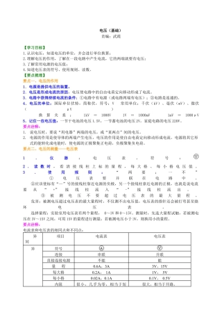 人教版初三物理-电压（基础）知识讲解.docx