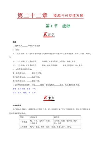 人教版初三物理-专题22.1 能源-初中物理同步讲义.docx