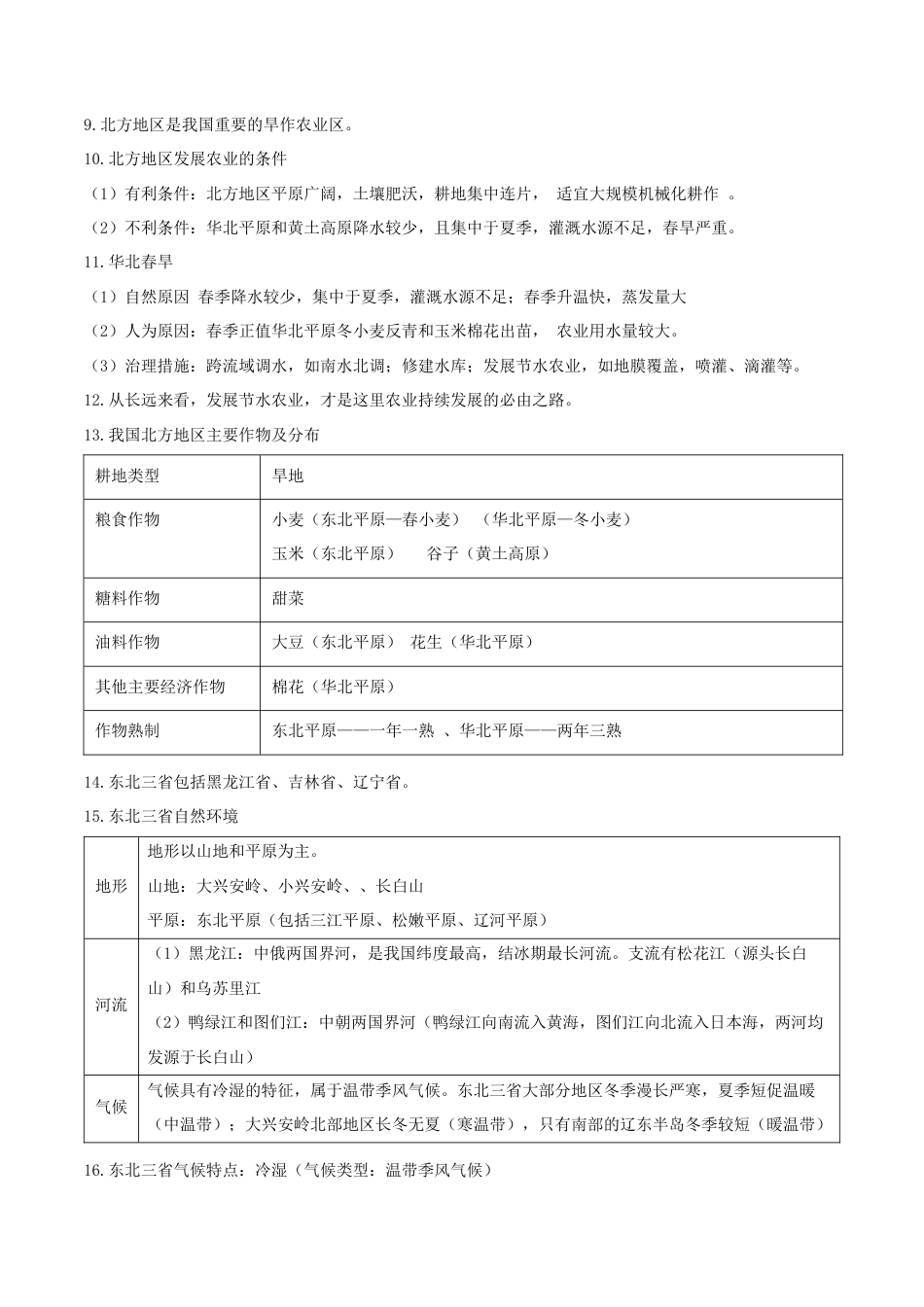 初中地理核心考点速记(中国地理二)-2026年会考地理知识点梳理.docx_第3页