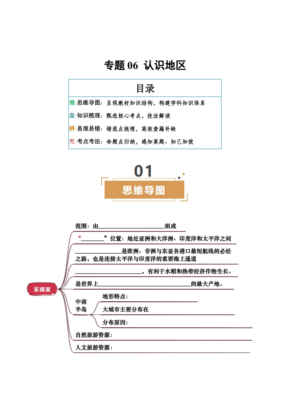 专题06 认识地区-2025年会考地理知识点梳理(挖空版).docx_第1页