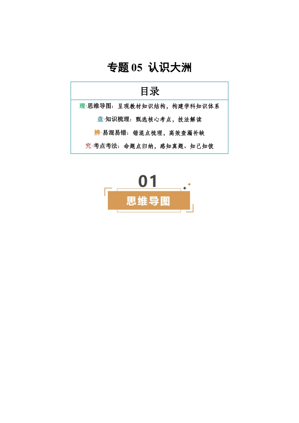 专题05 认识大洲-2025年会考地理知识点梳理(背诵版).docx_第1页
