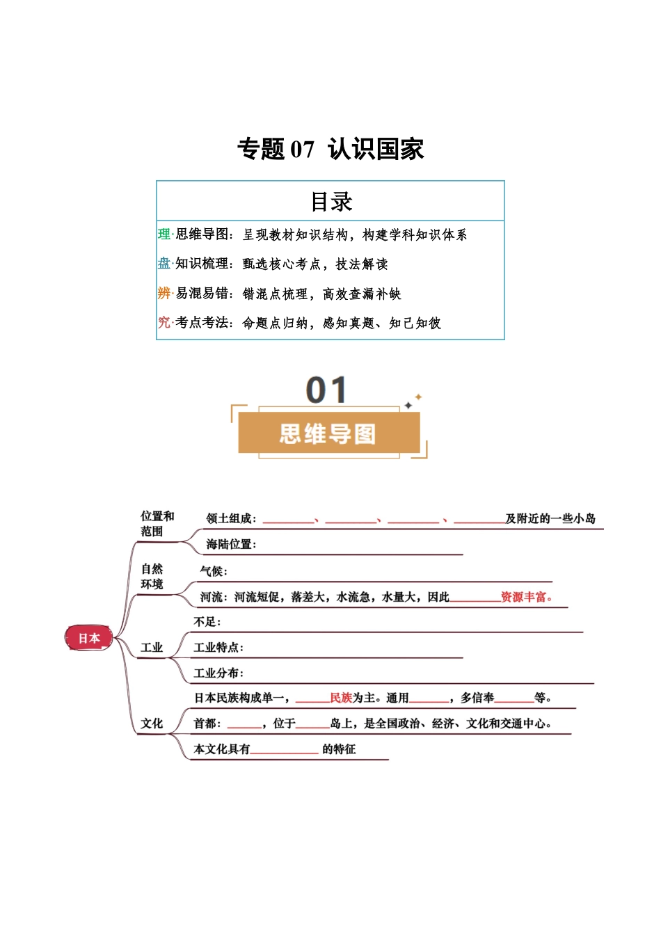 专题07 认识国家-2025年会考地理知识点梳理(挖空版).docx_第1页