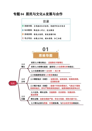 专题04 居民与文化&发展与合作-【口袋书】2026年会考地理一轮复习知识清单（背诵版）.docx