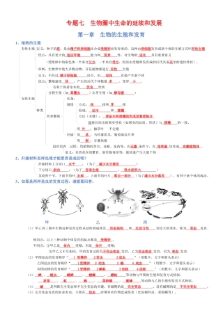 2026年生物会考知识梳理-专题07 生物圈中生命的延续和发展（背诵版）.docx