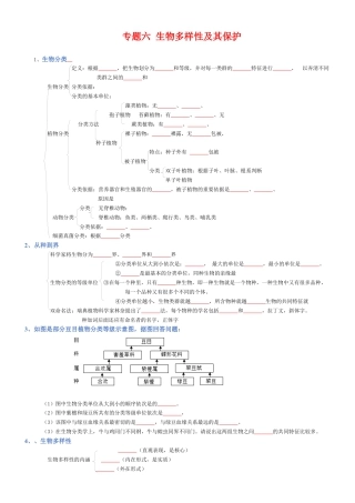 2026年生物会考知识梳理-专题06 生物的多样性及其保护（填空版）.docx