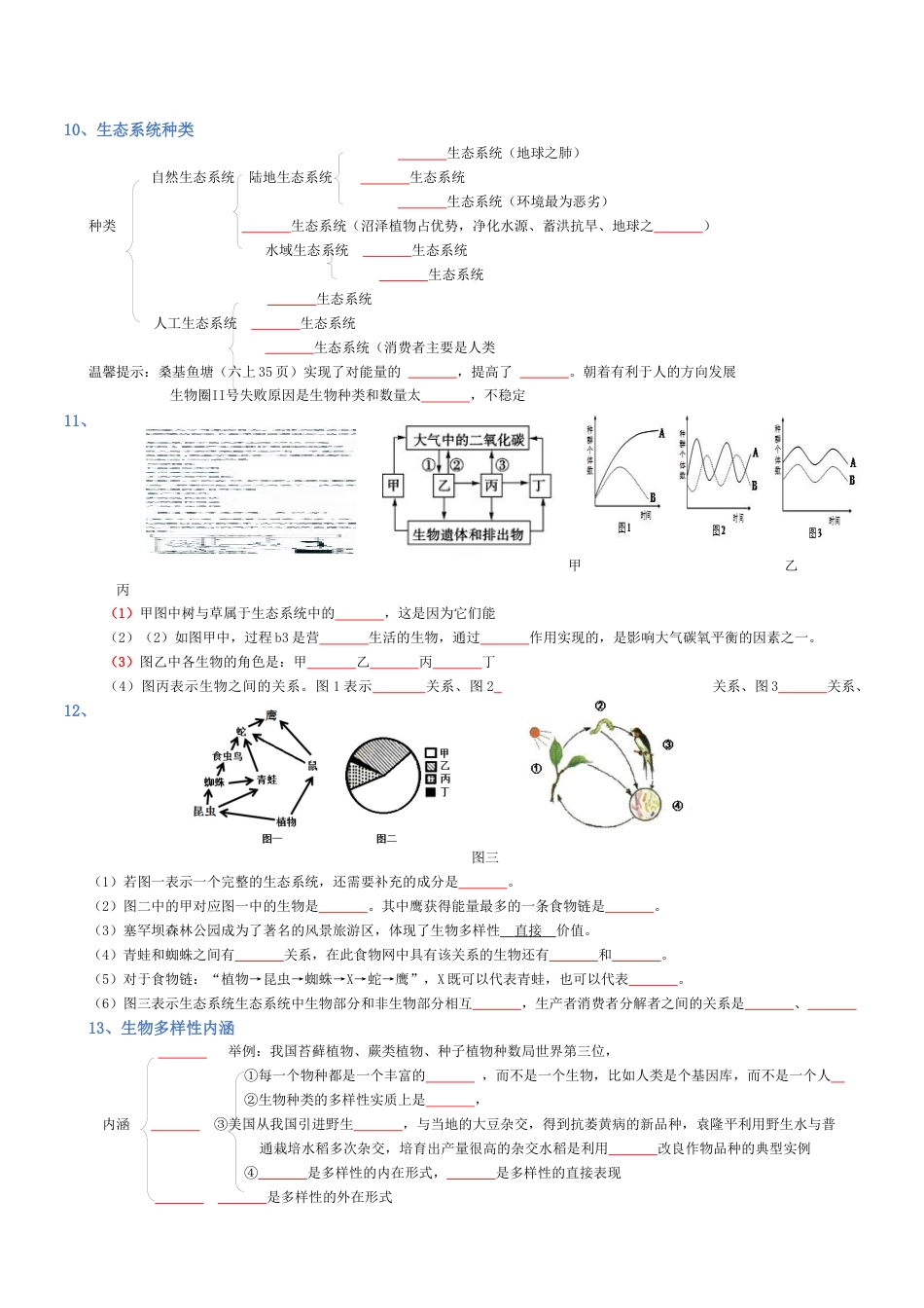 2026年生物会考知识梳理-专题01 生物和生物圈(填空版).docx_第3页