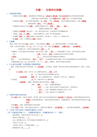 2026年生物会考知识梳理-专题01 生物和生物圈（背诵版）.docx