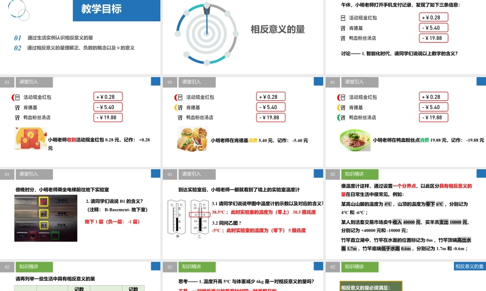 2.1.1正数与负数:相反意义的量、正负数的概念- 2024-2025学年七年级数学上册同步精品课件(苏科版).pptx