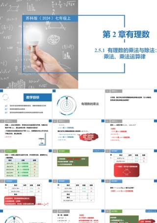 2.5.1有理数的乘法与除法：乘法、乘法运算律- 2024-2025学年七年级数学上册同步精品课件（苏科版）.pptx