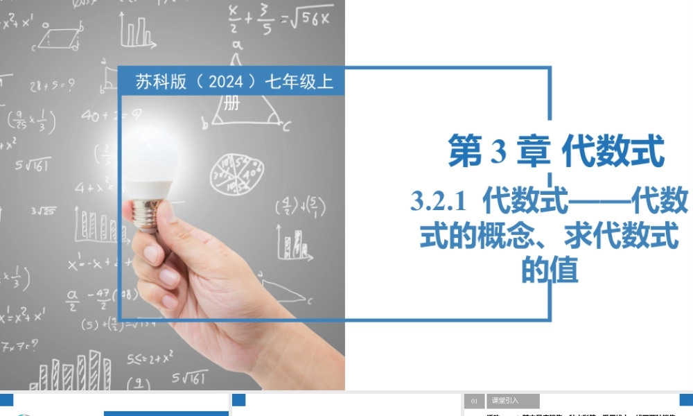 3.2.1代数式——代数式的概念、代数式的值- 2024-2025学年七年级数学上册同步精品课件(苏科版).pptx